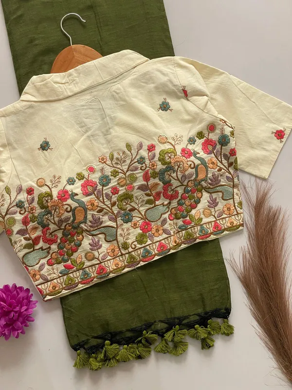 PRESENTING_ORIGINAL_KHADI_COTTON_COLLAR_NECK_BLOUSE_WITH_KHADI_COTTON_SAREE_