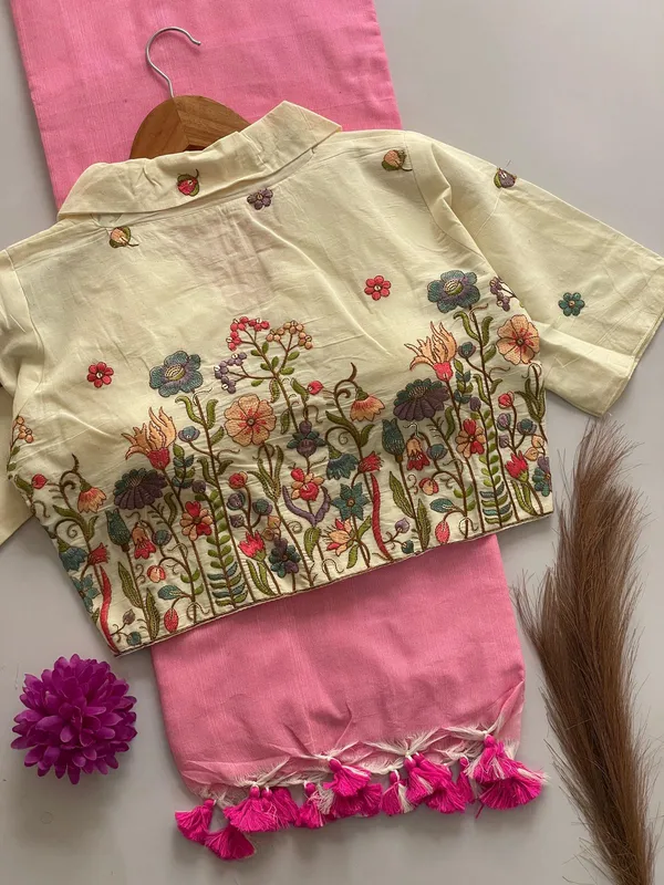 PRESENTING_ORIGINAL_KHADI_COTTON_COLLAR_NECK_BLOUSE_WITH_KHADI_COTTON_SAREE_