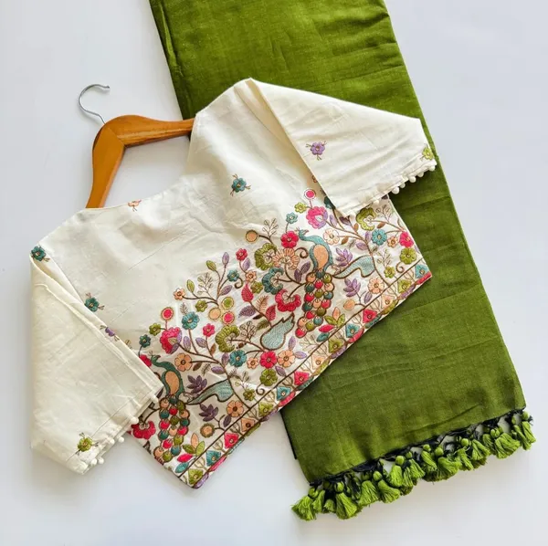 Khadi_Cotton_Saree_with_Embroidered_Blouse