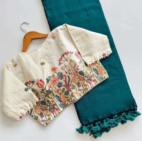 Khadi_Cotton_Saree_with_Embroidered_Blouse