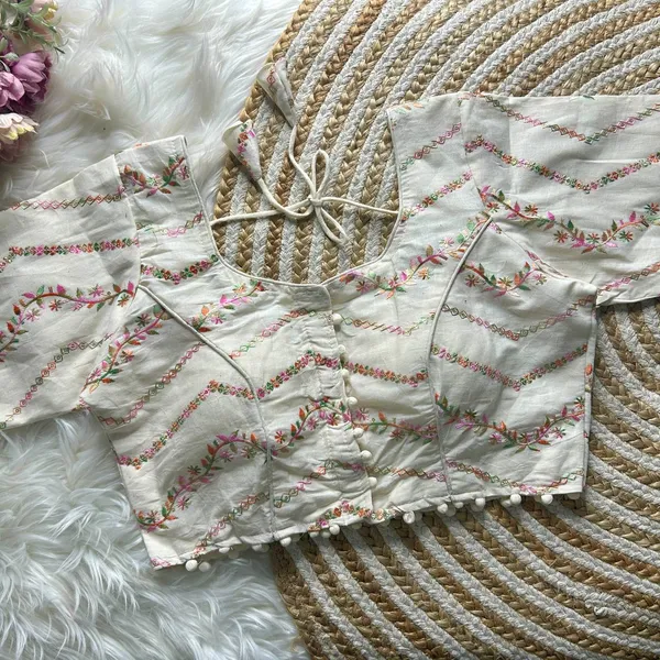 Pure_Khadi_Cotton_With_Embroidery_Work_Blouse