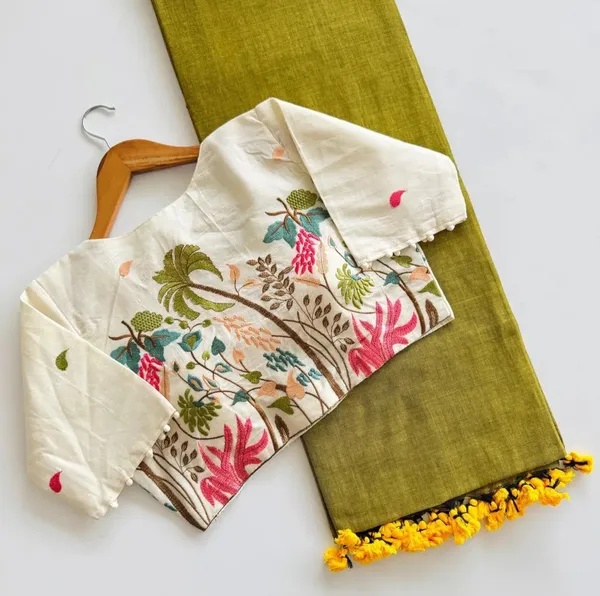 Khadi_Cotton_Saree_with_Embroidered_Blouse