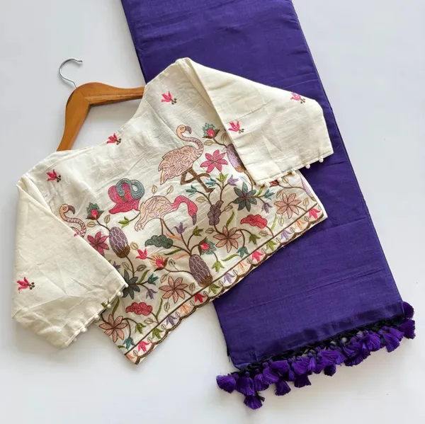 Khadi_Cotton_Saree_with_Embroidered_Blouse