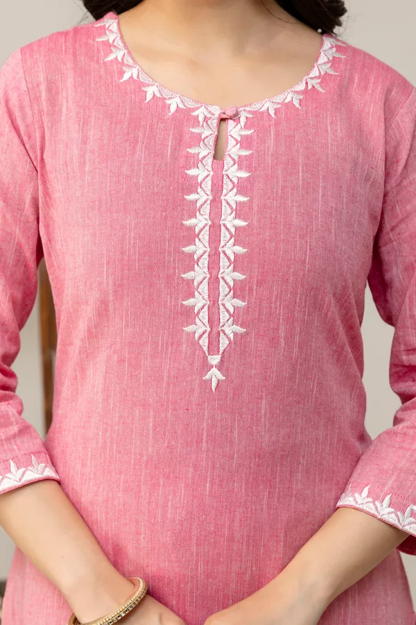 Rani_Color_South_Cotton_Kurti_and_Pant_with_Dupatta_For_Women_&_Girls