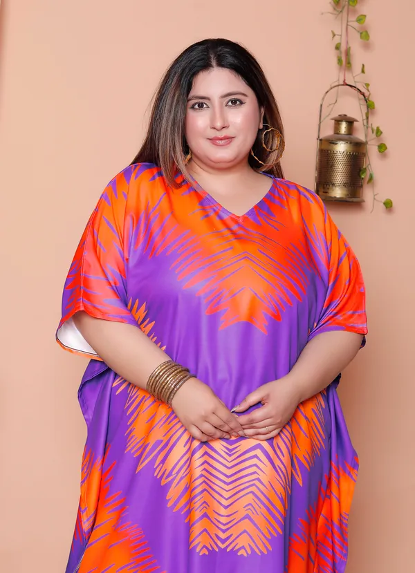 (Pack_of_2)Multicolor_(Cotton-Satin)_Flared_Sleeves_Kaftan_V-Neck_Maxi_Ethnic_Dresses