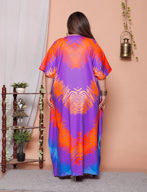 (Pack_of_2)Multicolor_(Cotton-Satin)_Flared_Sleeves_Kaftan_V-Neck_Maxi_Ethnic_Dresses