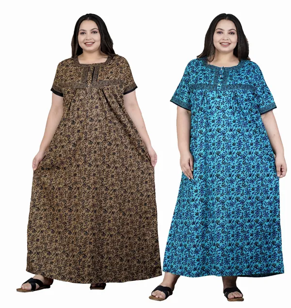 Combo_(_Pack_of_2)_Stylish_&_Elegant_Women_Nighty_(Brown_&_Blue)