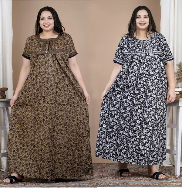 Combo_(_Pack_of_2)_Stylish_&_Elegant_Women_Nighty_(Brown_&_Black)