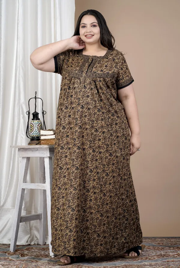 Combo_(_Pack_of_2)_Stylish_&_Elegant_Women_Nighty_(Brown_&_Black)