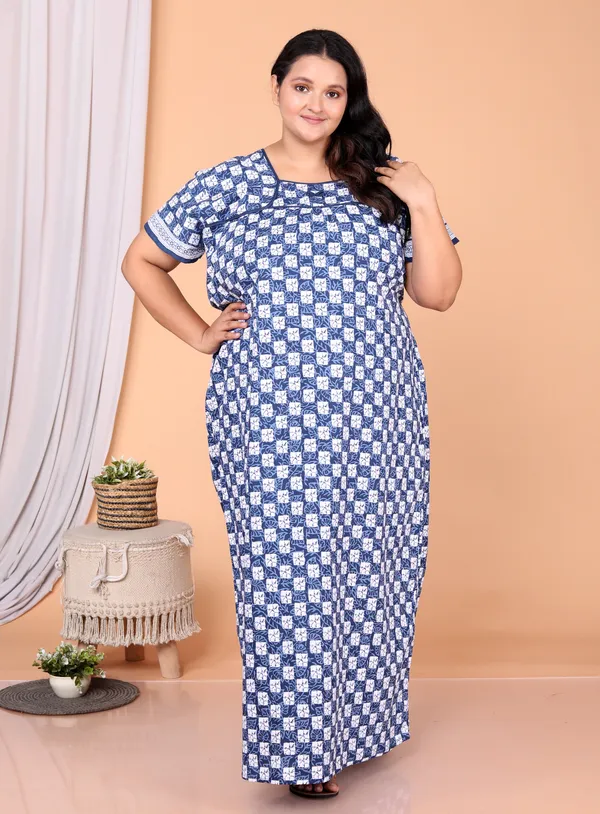 Blue_Everyday_Cotton_Maxi_Printed_Stylised_Sleeves_Nighty_For_Women