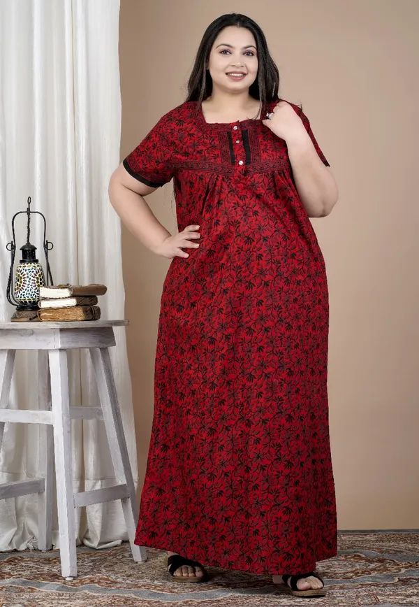 Combo_(_Pack_of_2)__(Premium)_Stylish_&_Elegant_Women_Nighty_(_RED_&_BLUE)