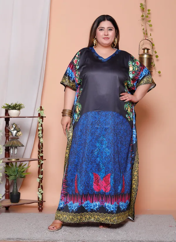 (Pack_of_2)Multicolor_(Cotton-Satin)_Flared_Sleeves_Kaftan_V-Neck_Maxi_Ethnic_Dresses