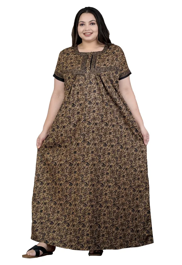 Combo_(_Pack_of_2)_Stylish_&_Elegant_Women_Nighty_(Yellow_&_Brown)