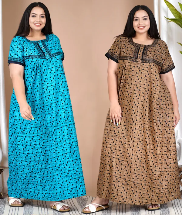 Combo_(_Pack_of_2)_Stylish_&_Elegant_Women_Nighty_(_Brown_&_Blue)