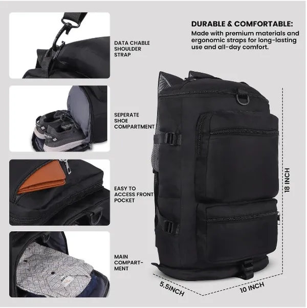 Polo_Class_Duffle_Bag/Gym_Bag_for_Men_&_Women_|_Lightweight_and_Durable_Fabric_|_Waterproof_with_Spacious_Compartments_Duffel_Bag_-_Black