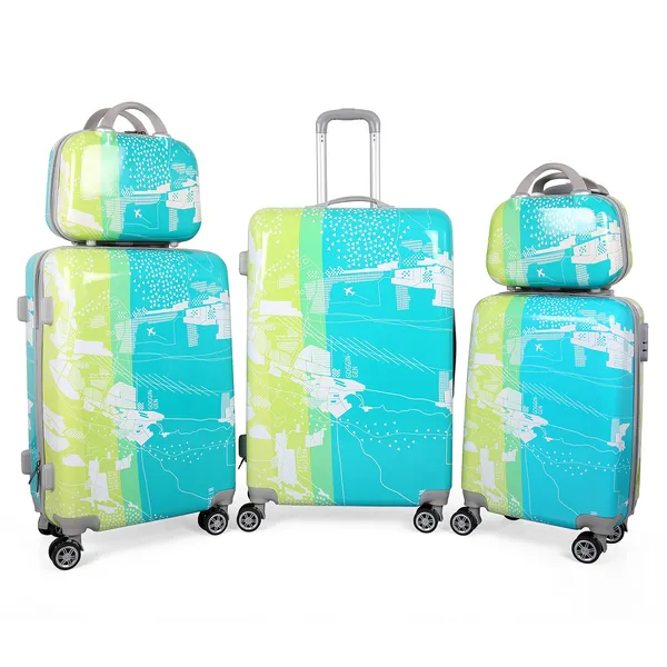 Green_3Pc_Set_Spinner_Trolley_Bag_Luggage_Hardshell_Suitcases_(20/24/28_Inch)_With_2Pc_Vanity_Bag