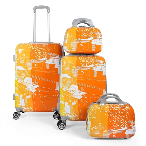 Set_of_4_Orange_Expandable_Handle_Luggage_Trolley_Bag_(24/28_Inch)_With_2_Pc_Vanity_Bag