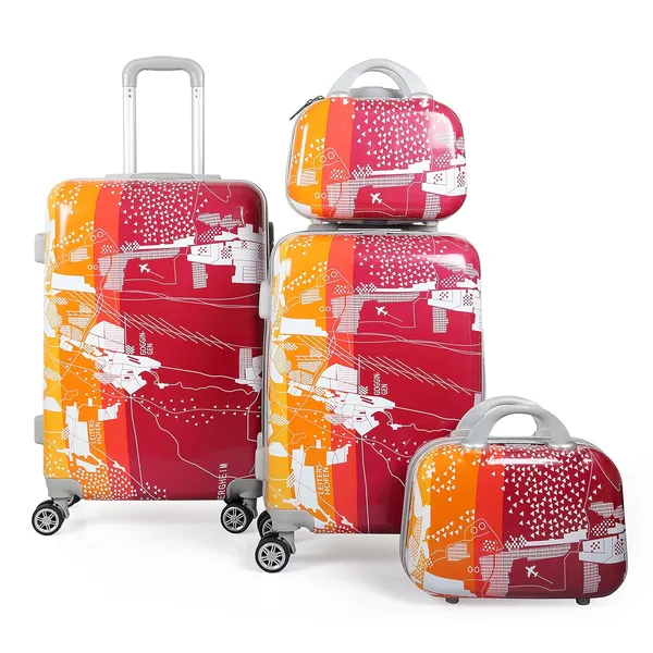 Light_Red_2Pc_Set_Expandable_Handle_Luggage_Trolley_Bag_(24/28_Inch)_With_2_Pc_Vanity_Bag