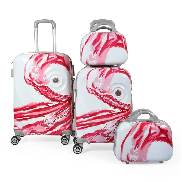 Red_2Pc_Set_Trolley_Bag_(20/24_Inch)_With_2_Pc_Vanity_Bag