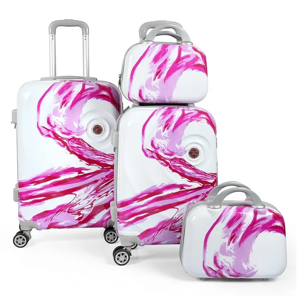 Orange_2Pc_Set_Expandable_Handle_Trolley_Bag_(24/28_Inch)_With_Vanity_Bag