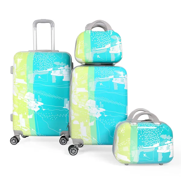 Green_2Pc_Set_Expandable_Handle_Luggage_Trolley_Bag_(24/28_inch)_with_2_Pc_Vanity_Bag
