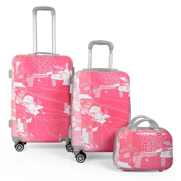 Pink_2Pc_Set_Trolley_Bag_(20/24_Inch)_With_1Pc_Vanity_Bag