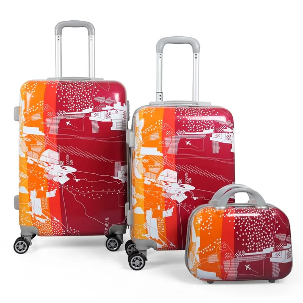 Polo Class Red 2Pc Set Trolley Bag (20/24 Inch) With 1Pc Vanity