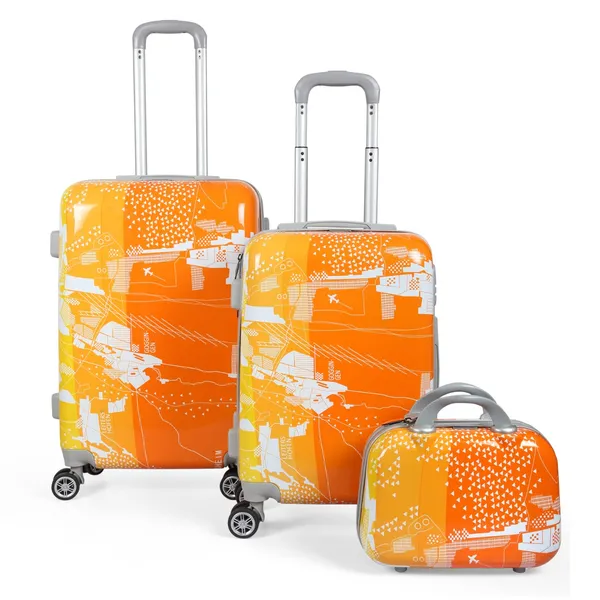 Orange_2Pc_Set_Trolley_Bag_20/28_Inch_With_1Pc_Vanity_Bag