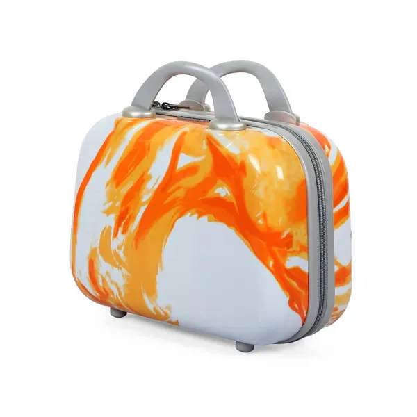 Orange_&_White_2Pc_Set_Hard_Luggage_Trolley_Bag(24/28_Inch)_With_1Pc_Vanity_Bag