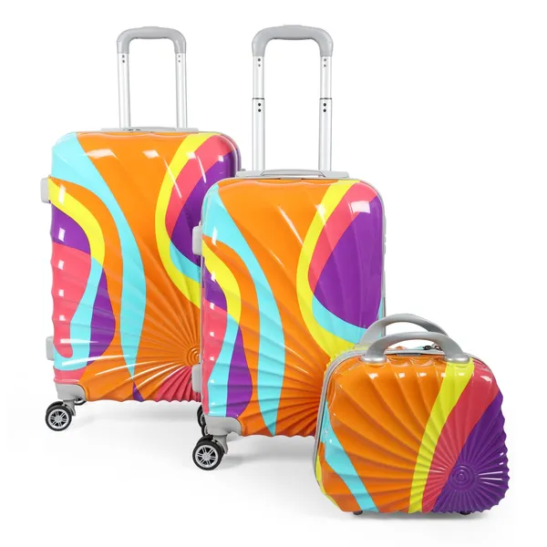 Multicolor_2Pc_Set_Hard_Trolley_Bag(24/28_Inch)_With_1Pc_Vanity_Bag