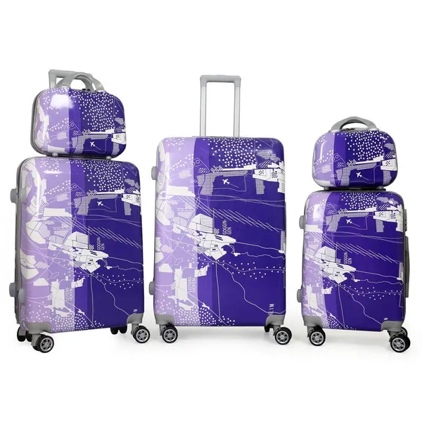 Purple_Fabric_5_Spinner_Hardsided_8_Wheels_Trolley_Bag,H-66Cm