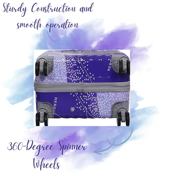 Purple_Fabric_5_Spinner_Hardsided_8_Wheels_Trolley_Bag,H-66Cm