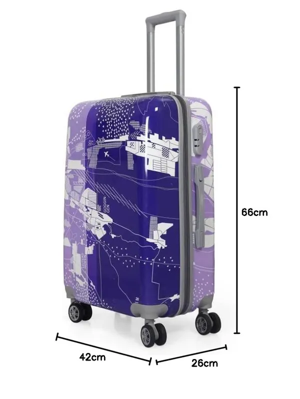 Purple_Fabric_5_Spinner_Hardsided_8_Wheels_Trolley_Bag,H-66Cm