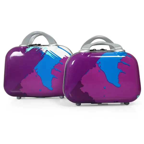 Green,_Multicolor_2Pc_Set_Trolley_Bag_(24/28_inch)_with_2_pc_Vanity