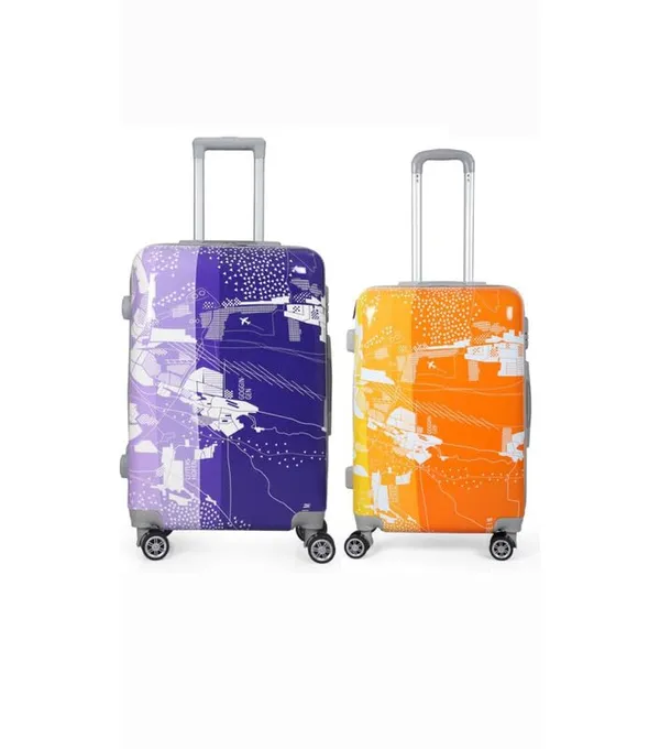 Polo_Class_2Pc_Set_Trolley_Bag(20/24_inch)-Purple_&_Orange