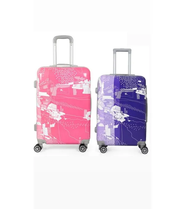 Polo_Class_2Pc_Set_Trolley_Bag(20/24_inch)-Pink_&_Purple