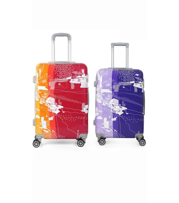 Polo_Class_2Pc_Set_Trolley_Bag(20/24_inch)-Red_&_Purple