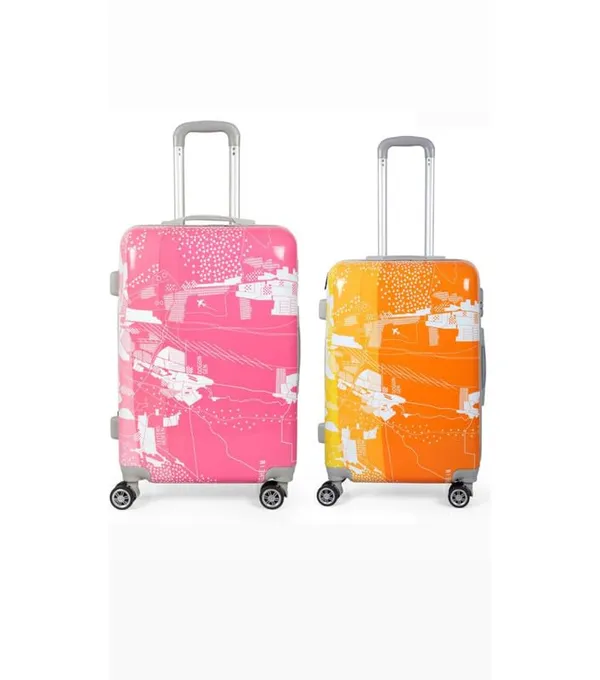 Polo_Class_2Pc_Set_Trolley_Bag_(24/28_inch)-Pink_&_Orange