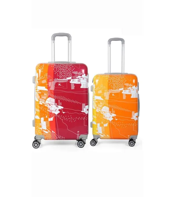 Polo_Class_2Pc_Set_Trolley_Bag_(24/28_inch)-Red_&_Orange