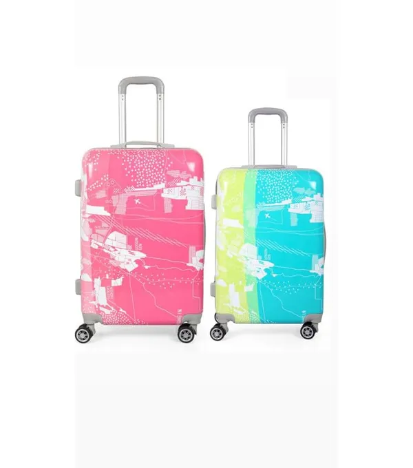 Polo_Class_2Pc_Set_Trolley_Bag_(24/28_inch)-Pink_&_Green