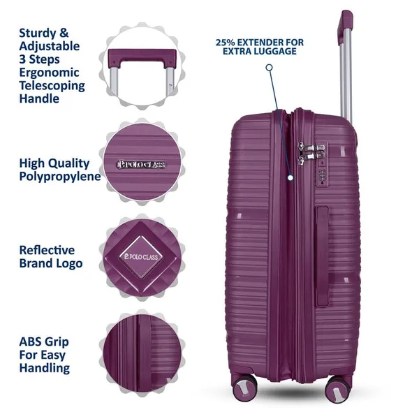 Polo_Class_2Pc_Set_Trolley_Bags_(24/28_inch)_-_Purple