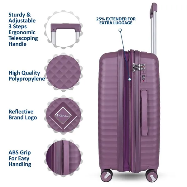 Polo_Class_2Pc_Set_Trolley_Bags_(20/28_inch)_-_Purple