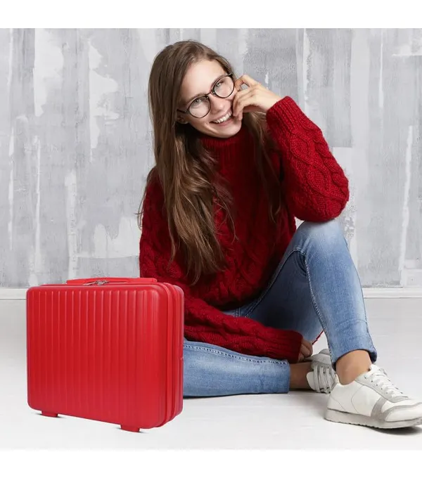 Red_Large_Capacity_Vanity_Bag_|_Waterproof_Vanity_Case_|_Polycarbonate_Cosmetic_Organizer_With_Inner_Pockets_&_Durable_Zipper_For_Travel-Red