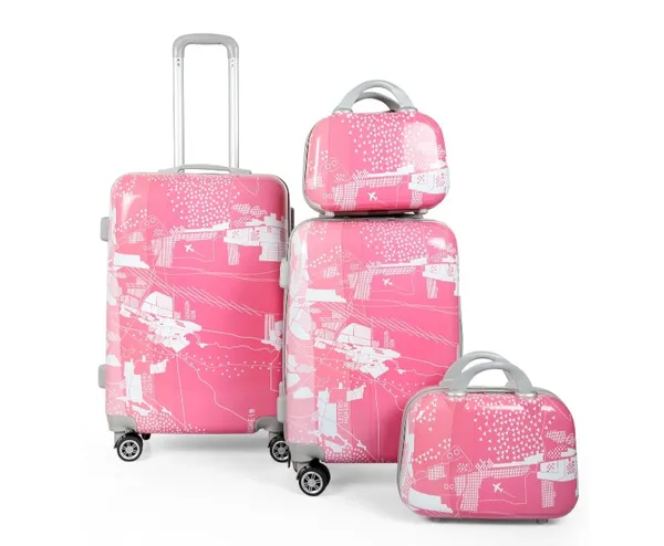 Pink_2Pc_Set_Hard_Luggage_Trolley_Bag_(20/24_Inch)_With_2_Pc_Vanity