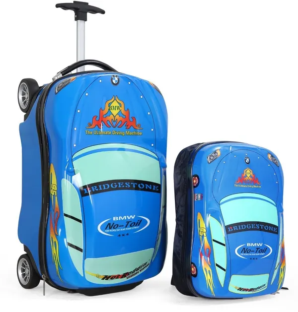 Blue_Kids_Car_2_Pcs_Set_Trolley_With_Kids_Bag