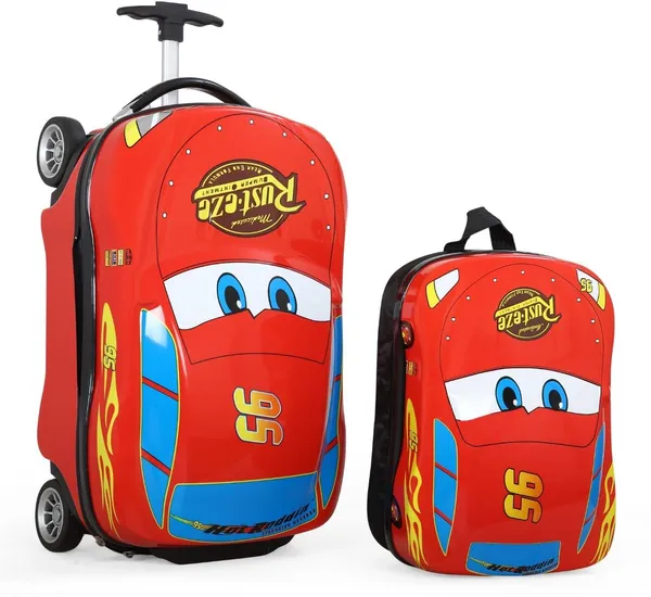 Red_Kids_Car_2_Pcs_Set_Trolley_With_Kids_Bag