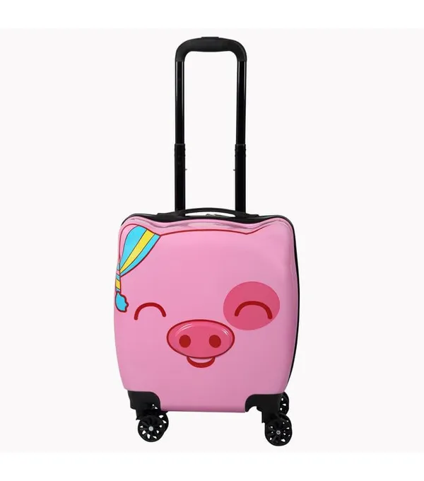 Pink_Cute_Pig_Hard-Sided_Polycarbonate_Kids_Trolley_Bag_-18_Inches