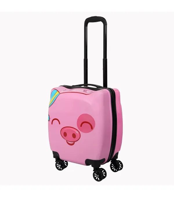 Pink_Cute_Pig_Hard-Sided_Polycarbonate_Kids_Trolley_Bag_-18_Inches