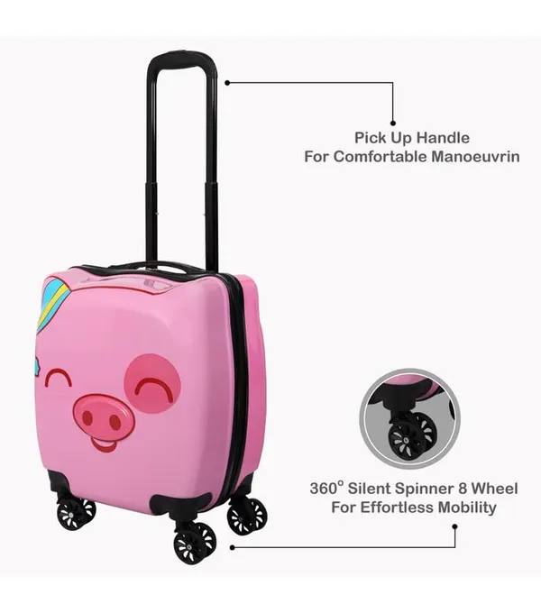 Pink_Cute_Pig_Hard-Sided_Polycarbonate_Kids_Trolley_Bag_-18_Inches