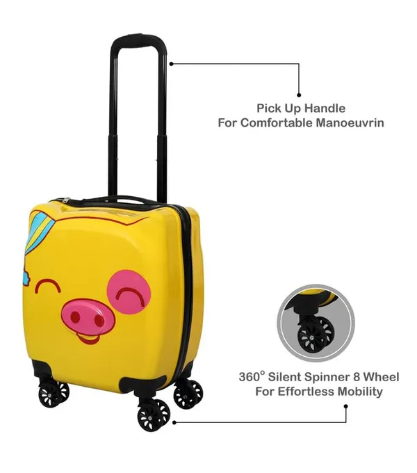 Yellow_Cute_Pig_Hard-Sided_Polycarbonate_Kids_Trolley_Bag_-18_Inches